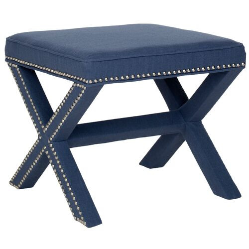 Palmer Ottoman, Indigo/Silver | One Kings Lane