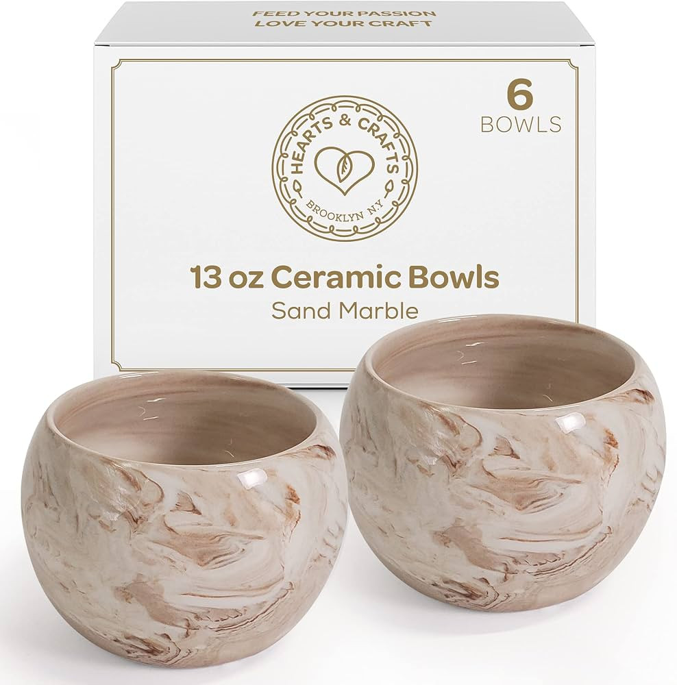 Hearts & Crafts Sand Marble Ceramic Bowls for Candle Making - Multi-Use Ceramic Pots for Arts & C... | Amazon (US)