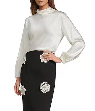 Antonio Melani Jessa Long Sleeve Mock Neckline Silk Blouse | Dillard's | Dillard's