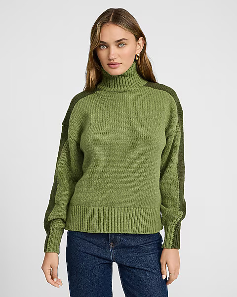 Color Block Turtleneck Sweater | Express