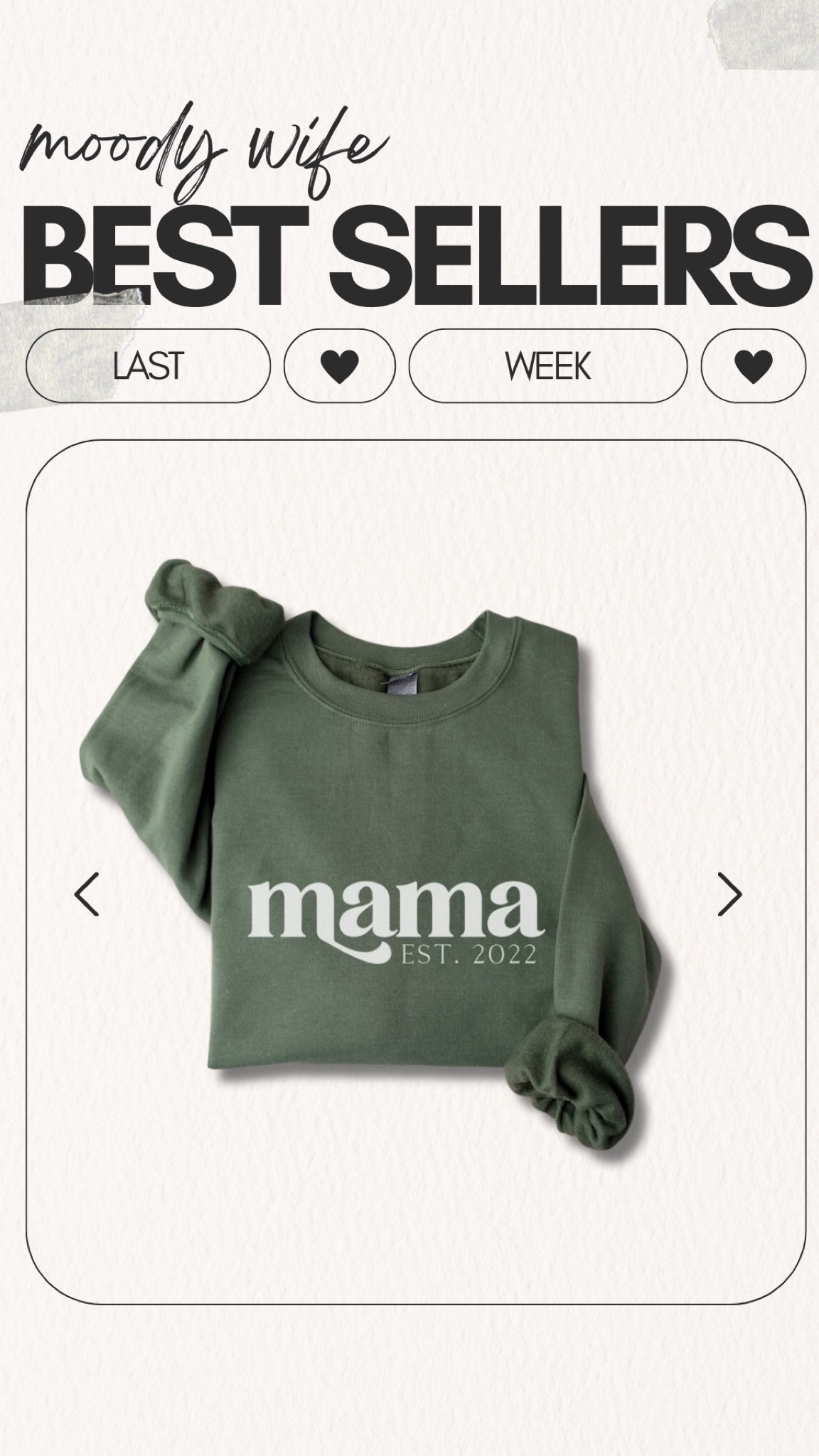 Moody Wife Best Sellers Last Week •  a best seller from my page for sure! 🫶🏼 Mama Green Pullover from Etsy 

#bestsellers #topfinds #MustHaves #BestSellerAlert #PopularPicks #TrendingNow

#LTKHoliday #LTKCyberWeek #LTKGiftGuide