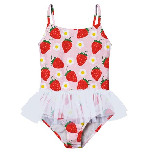 swimsobo Girls One Piece Swimsuit for 2 Years Toddler Kids Bathing Suit with Tutu Cute Red Strawberry Swimwear for Little Child | Amazon (US)