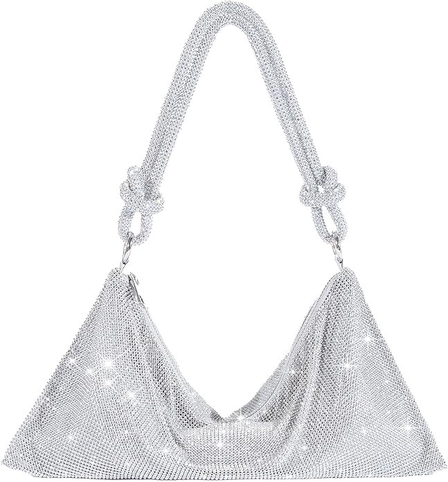 Rhinestone Purse Sparkly Bag Silver Diamond Purses for Women Upgrade Evening Prom Rhinestone Hand... | Amazon (US)