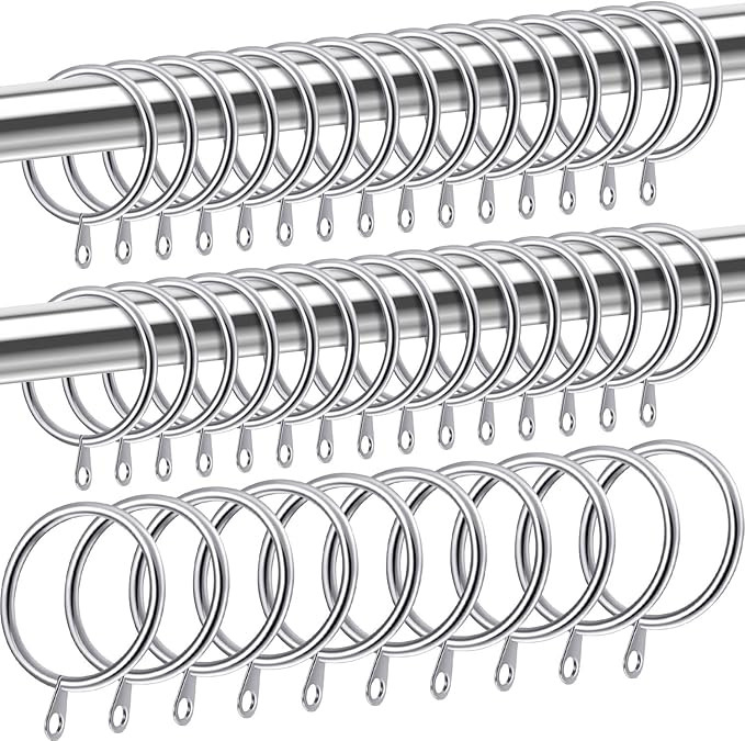 Amazon.com: Shappy 40 Packs Metal Drapery Curtain Rings Hanging Rings for Curtains and Rods, Drap... | Amazon (US)