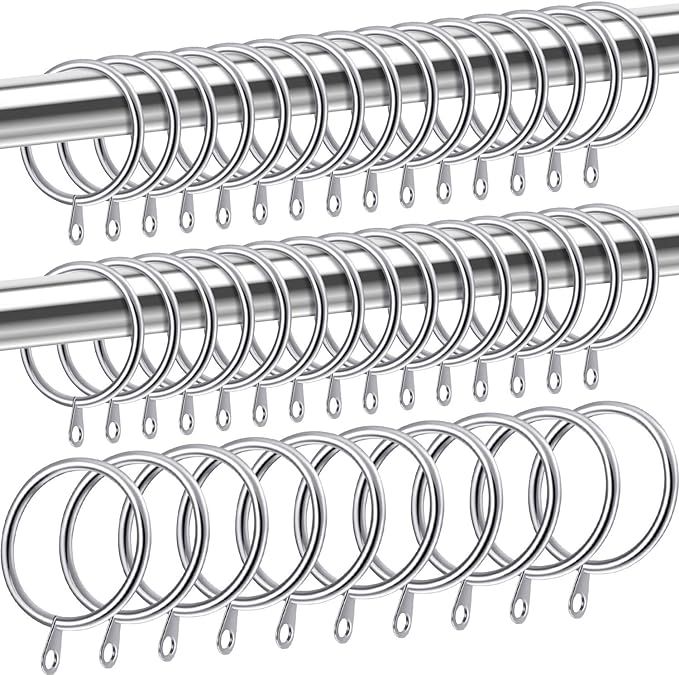 Amazon.com: Shappy 40 Packs Metal Drapery Curtain Rings Hanging Rings for Curtains and Rods, Drap... | Amazon (US)