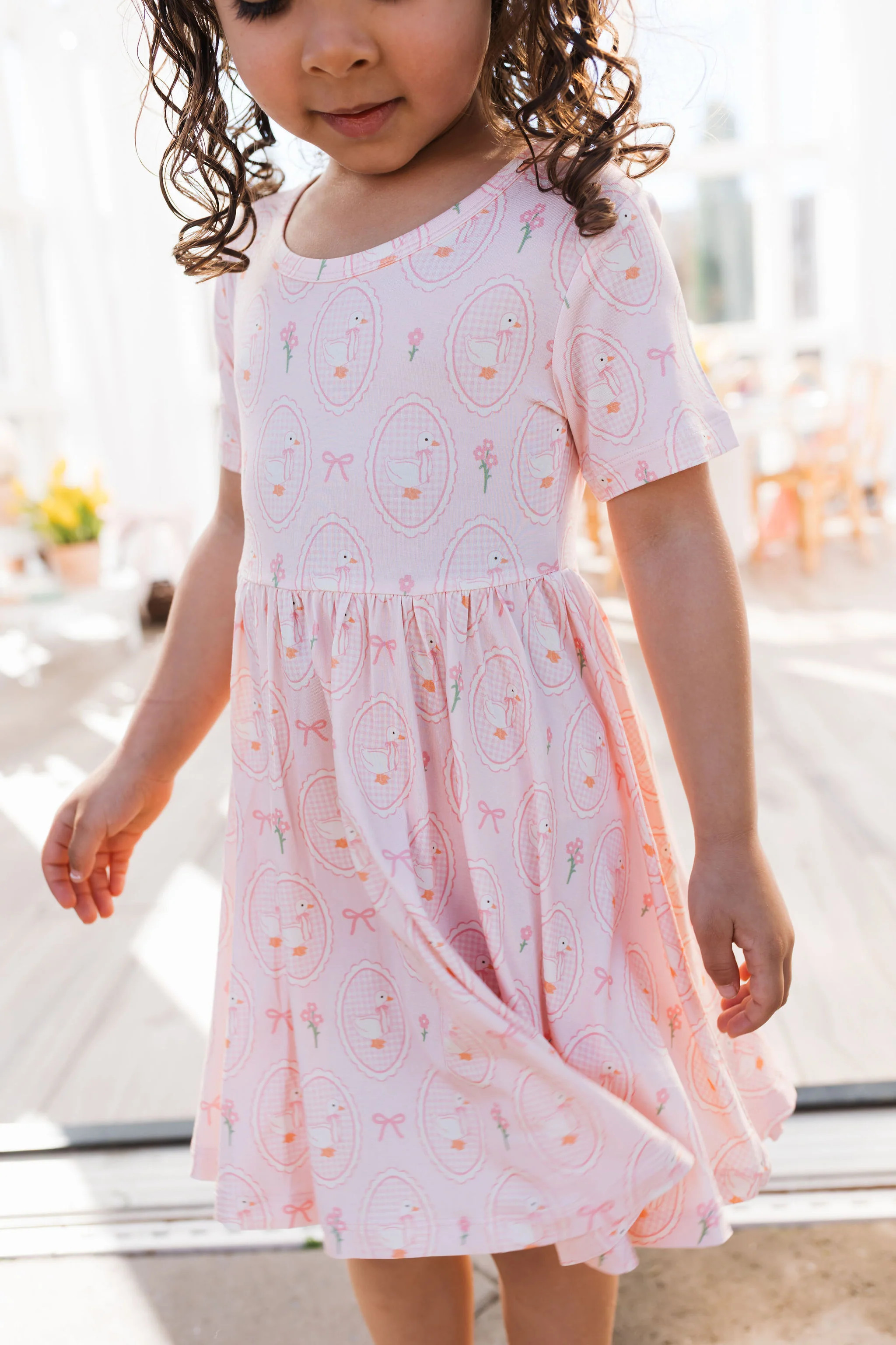 Pink Little Goose Short Sleeve Twirl Dress | In My Jammers