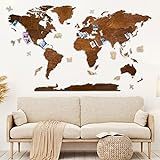 HYPERI Wooden Map of The World for Wall, Xtra Large Wood Art Wall Decor, Travel Map World, Walnut World Map Wall Art, Mapa Mundi Para Pared, Wall Map of World, 2D Wall Decor, Gifts for Dad (X-Large) | Amazon (US)