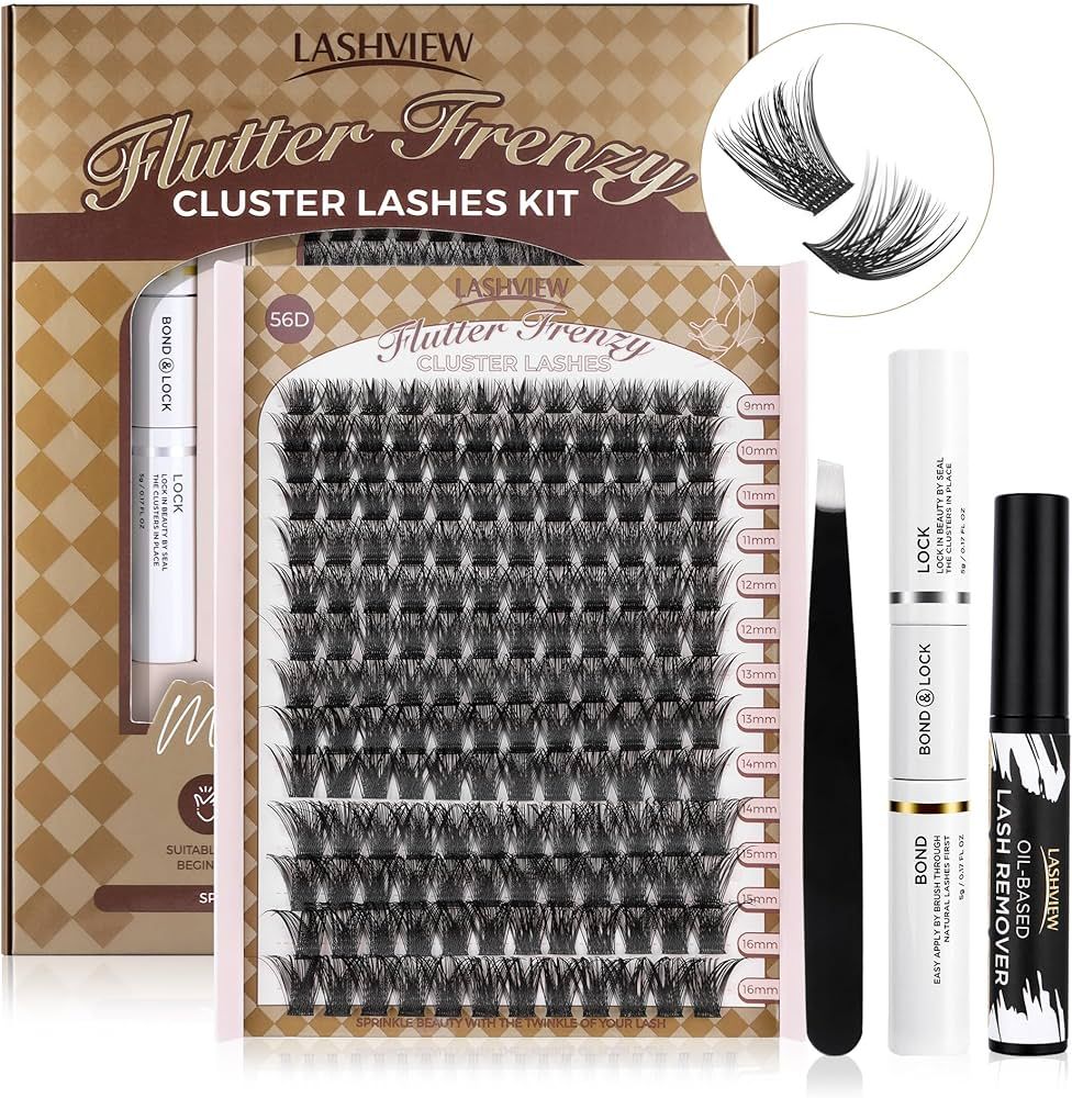 LASHVIEW 56D Diy Lash Extension Kit,Cluster Eyelash Extension Kit,Individual Lashes Kit,Cluster L... | Amazon (US)
