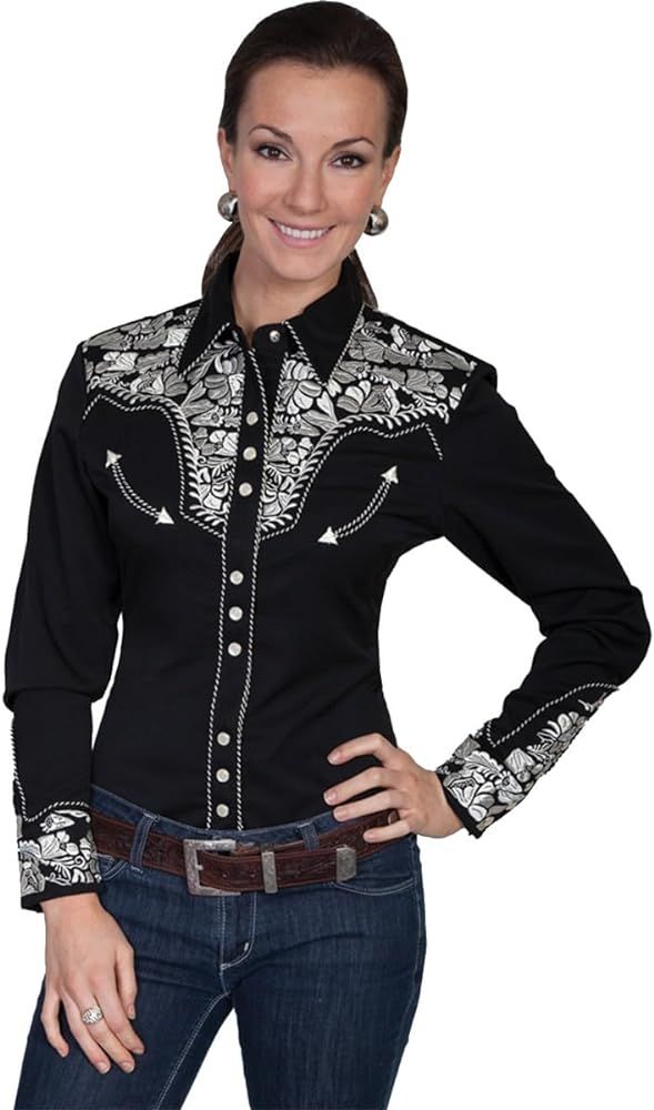 Scully Multi Colored Embroidered Yoke and Sleeve Western Shirt PL654C DEN *** | Amazon (US)