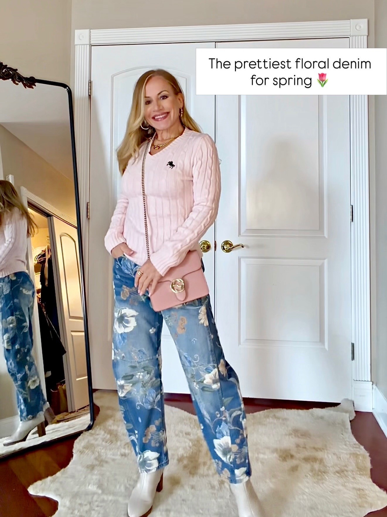 Love the spring vibes in these floral denim barrel jeans!  I paired it here with this powder pink Ralph Lauren look for less cable v-neck sweater and my pink Gucci bag. These jeans will look amazing with tees & tanks and some cutie sandals when it gets warmer!

🌺 Spring Outfits 2026 🌺 



#LTKmomlife #LTKootd #LTKPetite