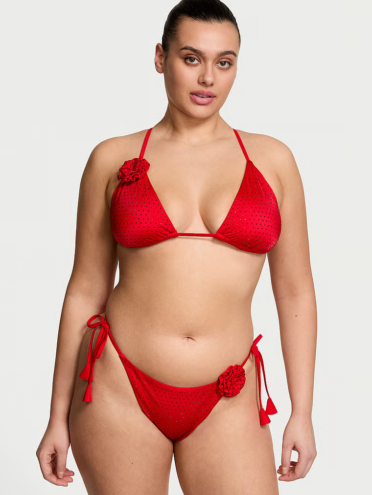 Buy Rosette Shine Triangle Bikini Top, Bright Vermillion - Order Bikini Top online - Victoria's S... | Victoria's Secret (US / CA )