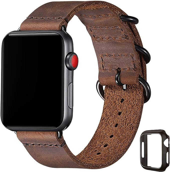 Vintage Leather Bands Compatible with Apple Watch Band 38mm 40mm 42mm 44mm,Genuine Leather Retro ... | Amazon (US)