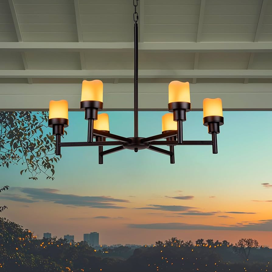 Battery Operated Chandelier, Outdoor Hanging Candle Lights Battery Gazebo Lights, Outdoor Chandel... | Amazon (US)