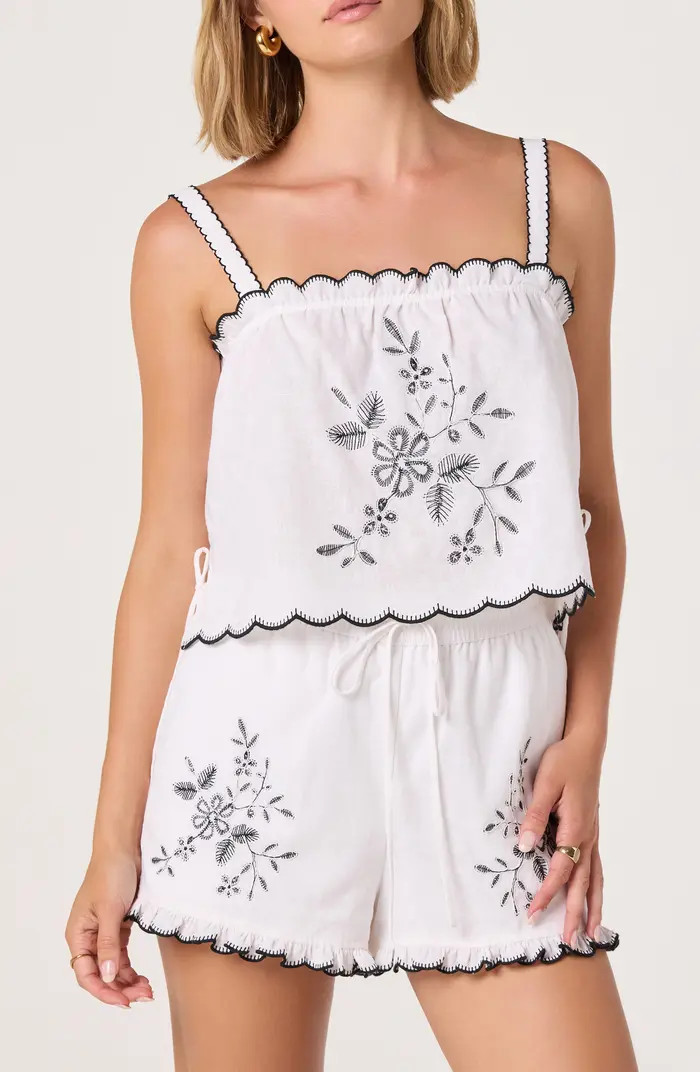 ASTR the Label Sadie Embroidery Linen Blend Camisole | Nordstrom | Nordstrom