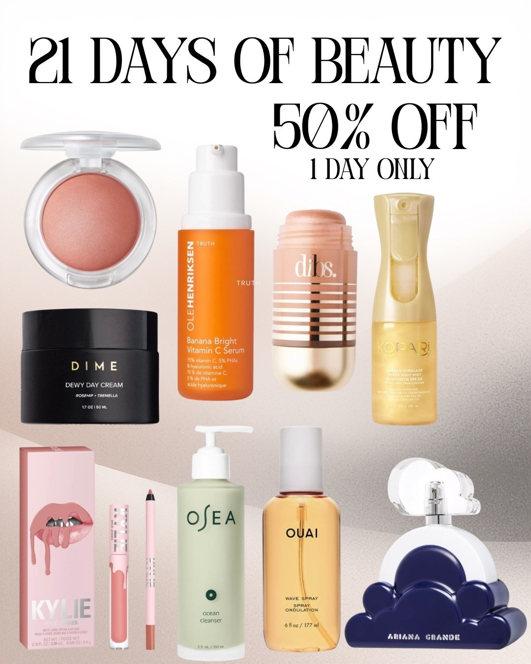 50% off for one day only

#LTKSaleAlert #LTKBeauty