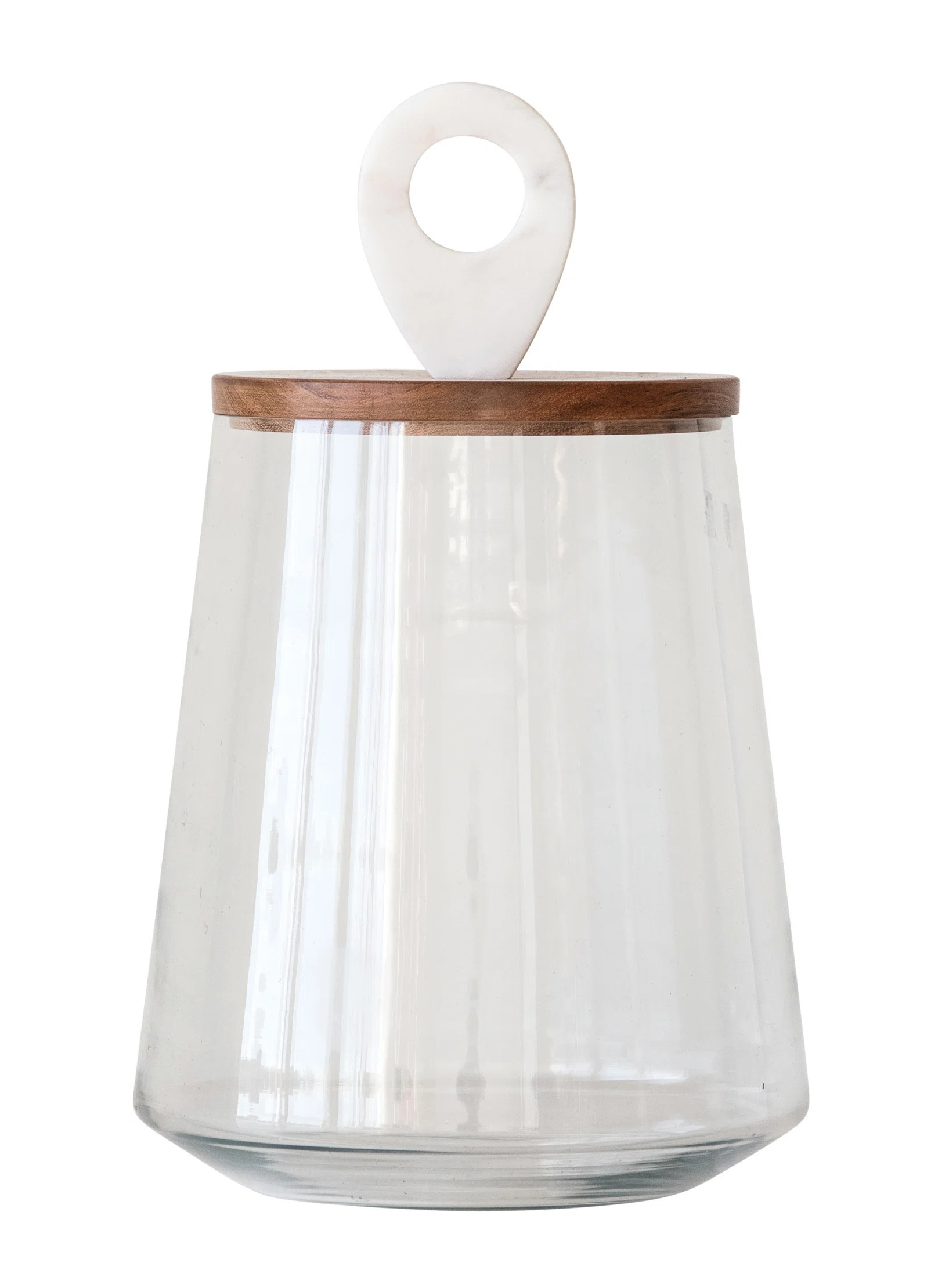 AllModern Large Clear Glass Jar With Mango Wood & Marble Lid Storage Jar & Reviews | Wayfair | Wayfair North America