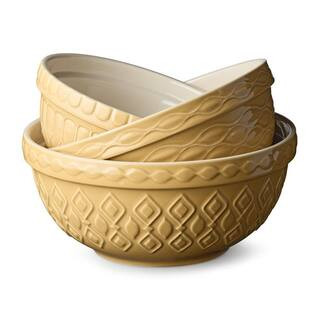 136 fl. oz. Beige Vintage Farm Stoneware Mixing Bowl (Set of 3) | The Home Depot