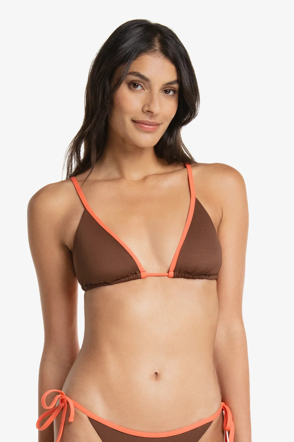 Over The Shoulder String Top  |  Textured Chocolate Coral | Helen Jon