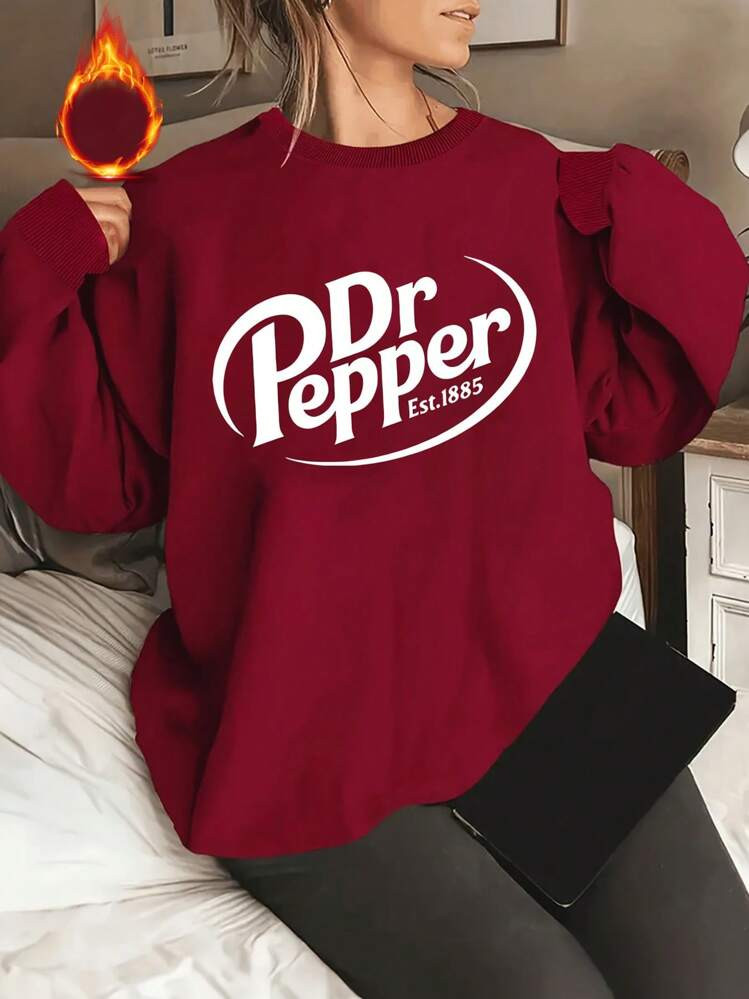 Women's Comfort Hoodie T-Shirt - Monogram Print, Round Neck Jumper, Suitable For Autumn And Winte... | SHEIN