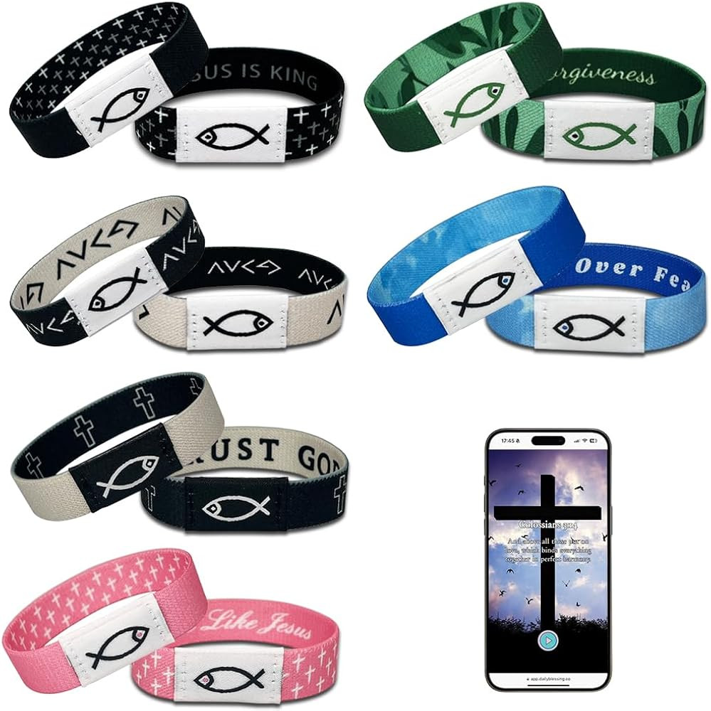 6Pcs Daily Bible Verse Bracelets, Jesus Christian Bracelet with NFC Scan, Bible Verses Wearable B... | Amazon (US)