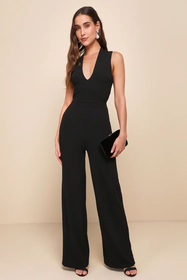 Thinking Out Loud Black Backless Jumpsuit | Lulus