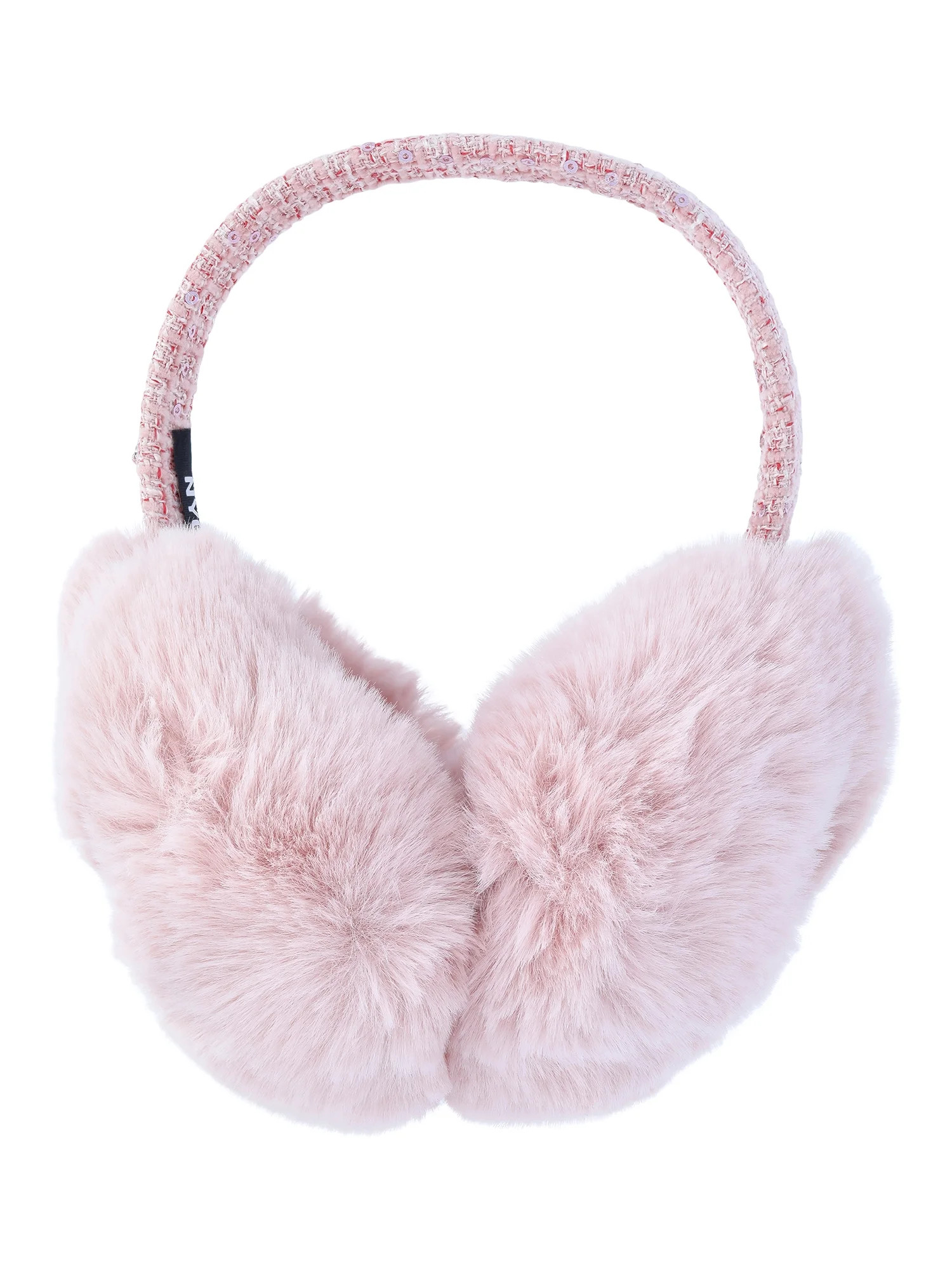 Madden NYC Women's Faux Fux Ear Muffs with Sequin Boucle Band, Blush | Walmart (US)