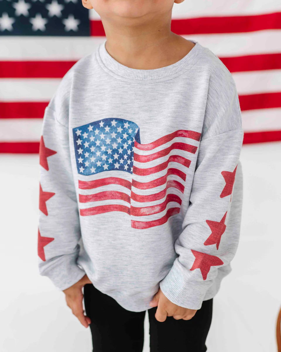 American Flag Crew Neck Sweatshirt | Bums & Roses
