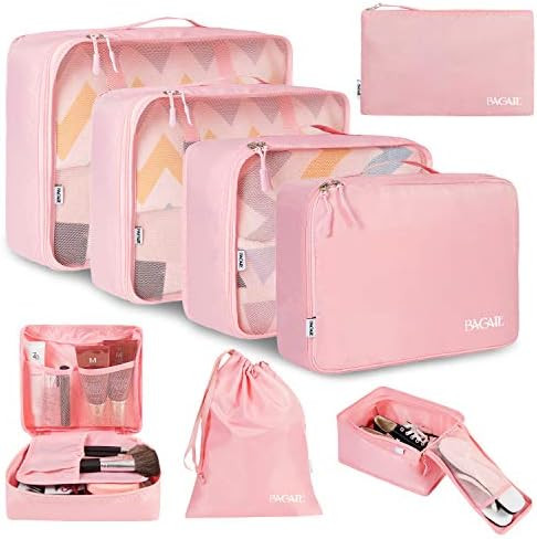 BAGAIL 8 Set Packing Cubes Luggage Packing Organizers for Travel Accessories-Blush Pink | Amazon (US)