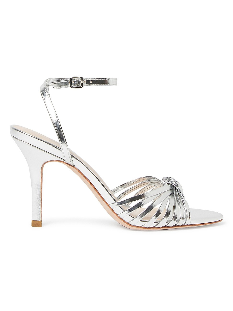 Women's Ada 90MM Knotted Metallic Leather Sandals - Silver - Size 11.5 | Saks Fifth Avenue