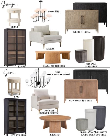 Splurge or Save. Fluted planter. Tall planter fluted. Gray planter: white planter . Spring decor. Restoration hardware dupe. Serena and lily dupe. Accent chair. Modern accent chair. Cabinet. Modern cabinet. Modern sideboard. Round coffee table white oak. Tall cabinet. Chandelier. Modern chandelier. Side table. Round side table. Modern nightstand. 

#LTKSeasonal #LTKFind #LTKhome