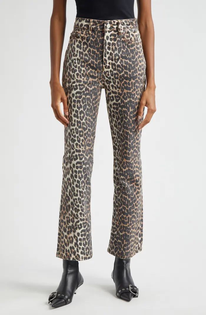 Betzy Leopard Stretch Organic Cotton Crop Jeans | Nordstrom