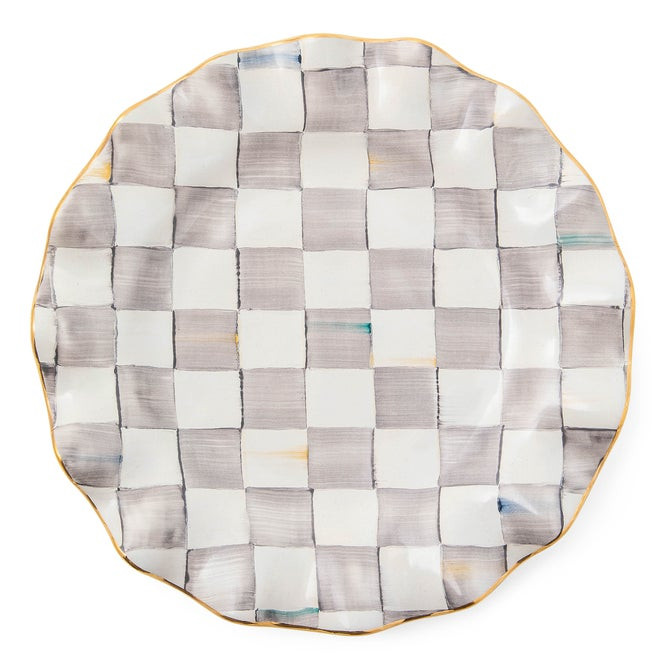 Sterling Check Ceramic Fluted Dinner Plate | MacKenzie-Childs