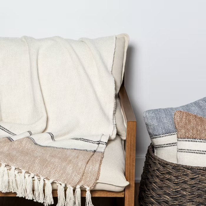 50"x60" Border Striped Cotton Throw Blanket - Threshold™ | Target
