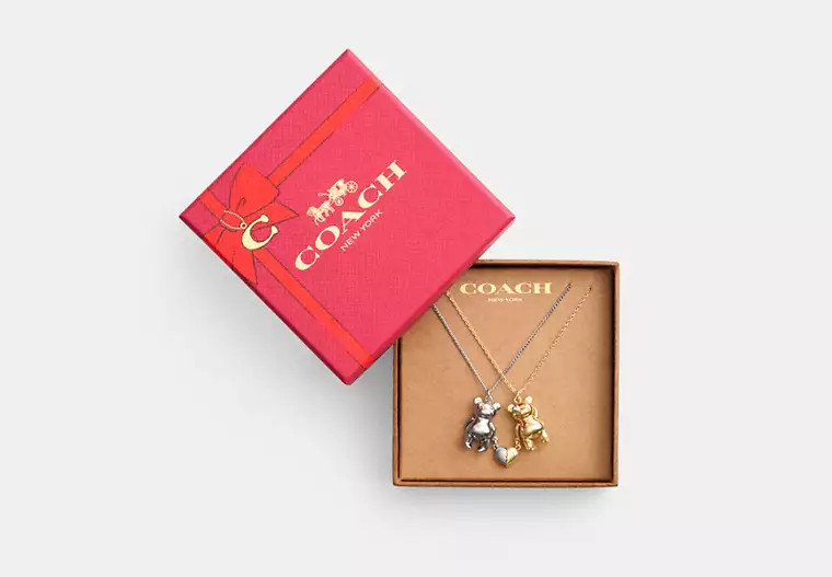 Teddy Bear Heart Friendship Necklace Set | Coach Outlet CA