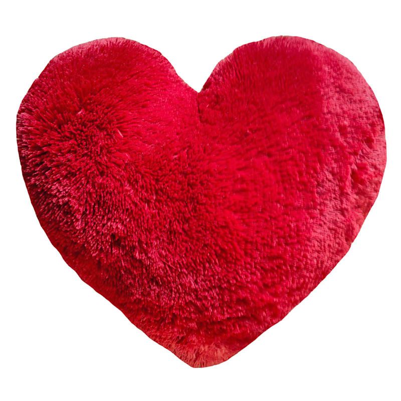 Red Heart Shaped Shag Valentine's Throw Pillow, 24" | At Home