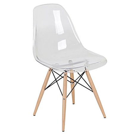 Mid-Century Modern Eiffel Style Dining Chair with Wood Legs - Clear | Walmart (US)