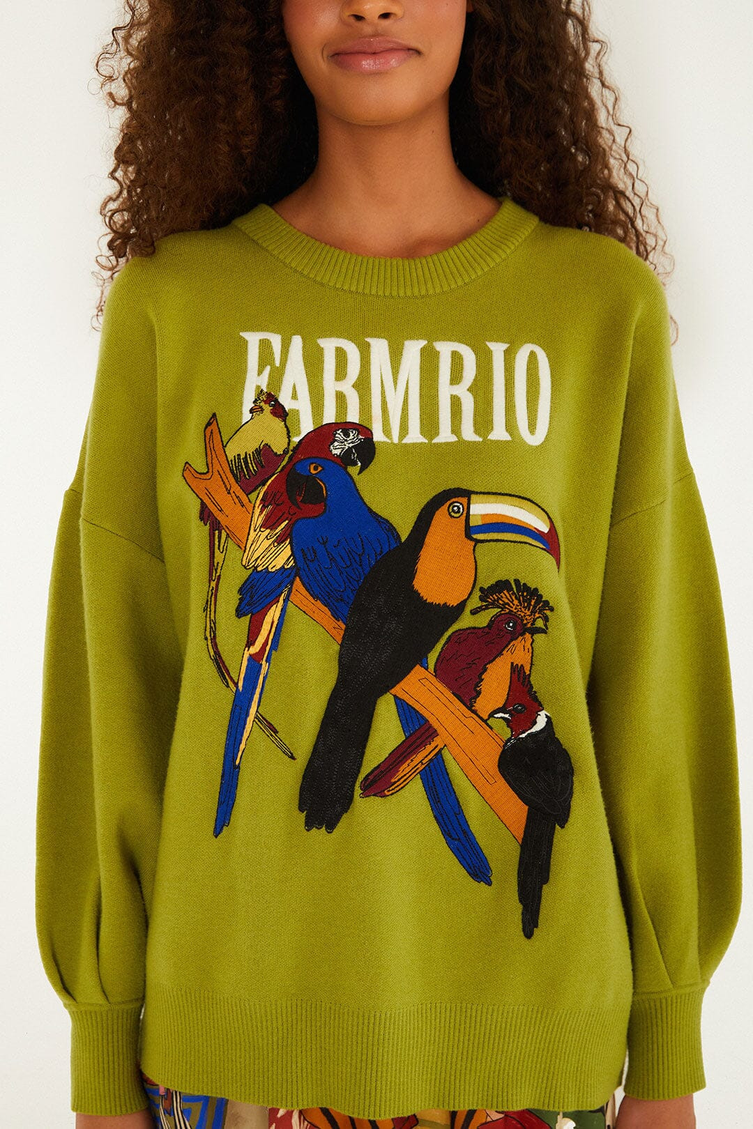 Green Nature Lovers Embroidered Sweater | FARM Rio | FarmRio (US)