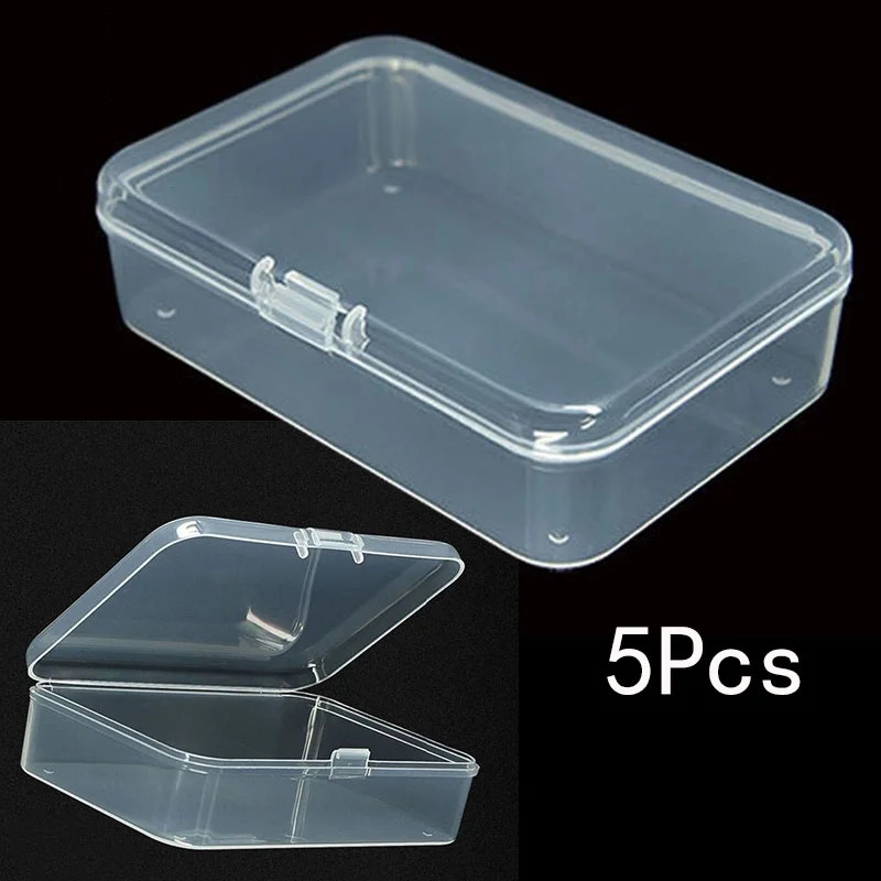 Leye 5 Pcs Clear Plastic Storage Containers Small Rectangle Bead Storage Box Case with Hinged Lid... | Walmart (US)