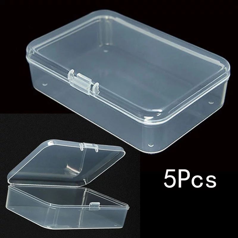 Leye 5 Pcs Clear Plastic Storage Containers Small Rectangle Bead Storage Box Case with Hinged Lid... | Walmart (US)