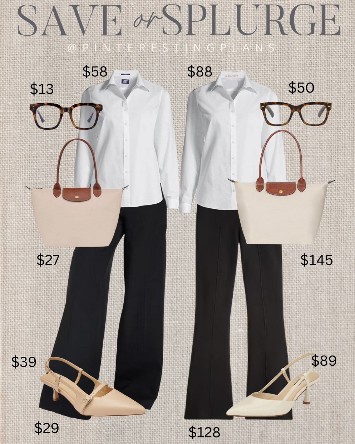Save or splurge this workwear outfit?! I have the splurge non iron white button down and black pants - totally worth it for the quality. I rewear these pieces and they are a part of my capsule wardrobe. I do however love a save on blue light glasses! 

If you buy the pants you can use my code rachelxspanx for a discount 

#LTKStyleTip #LTKWorkwear #LTKOver40