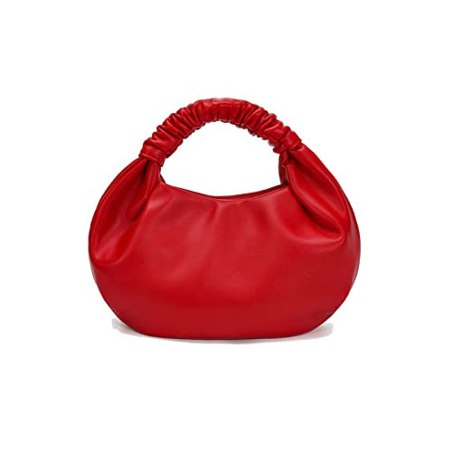 CORAID Mini Hobo Tote Bags for Women Soft Leather Clutch Purses for Women Cloud-Shaped Top Handle Bags Red | Amazon (US)