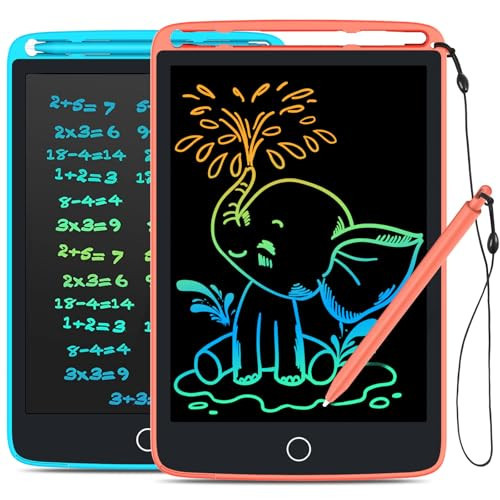 TECJOE 2 Pack LCD Writing Tablet with Fridge Magnets, Doodle Board for Kids Drawing Kitchen Memo, Christmas Stocking Stuffers Birthday Gifts Toys for Boys Girls 8.5 Inch(Blue+Pink) | Amazon (US)