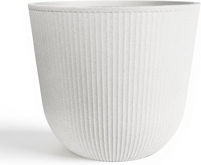 WORTH Garden Round Large Planter Pot 1-Pack - 17.5" Dia x 15.5" H - Durable Plastic White Plant T... | Amazon (US)