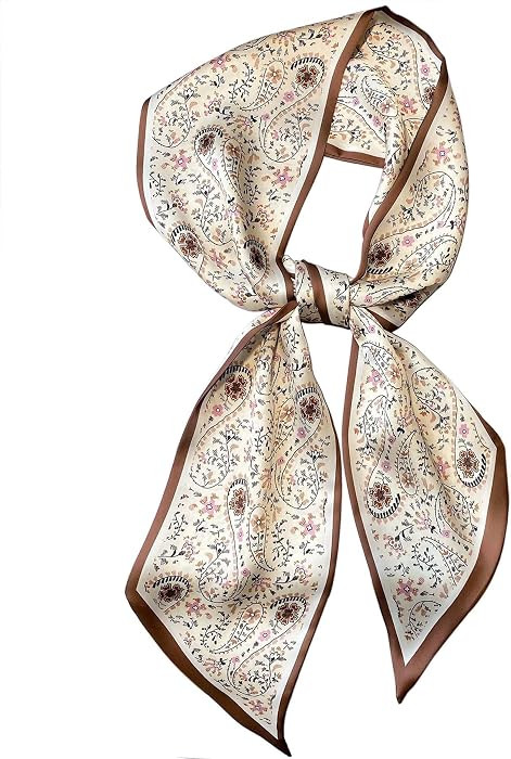 59\u201d Long Silk Like Head Scarf Women's Fashion Square Neck Satin Scarfs for Bag Hair Scarves ... | Amazon (US)