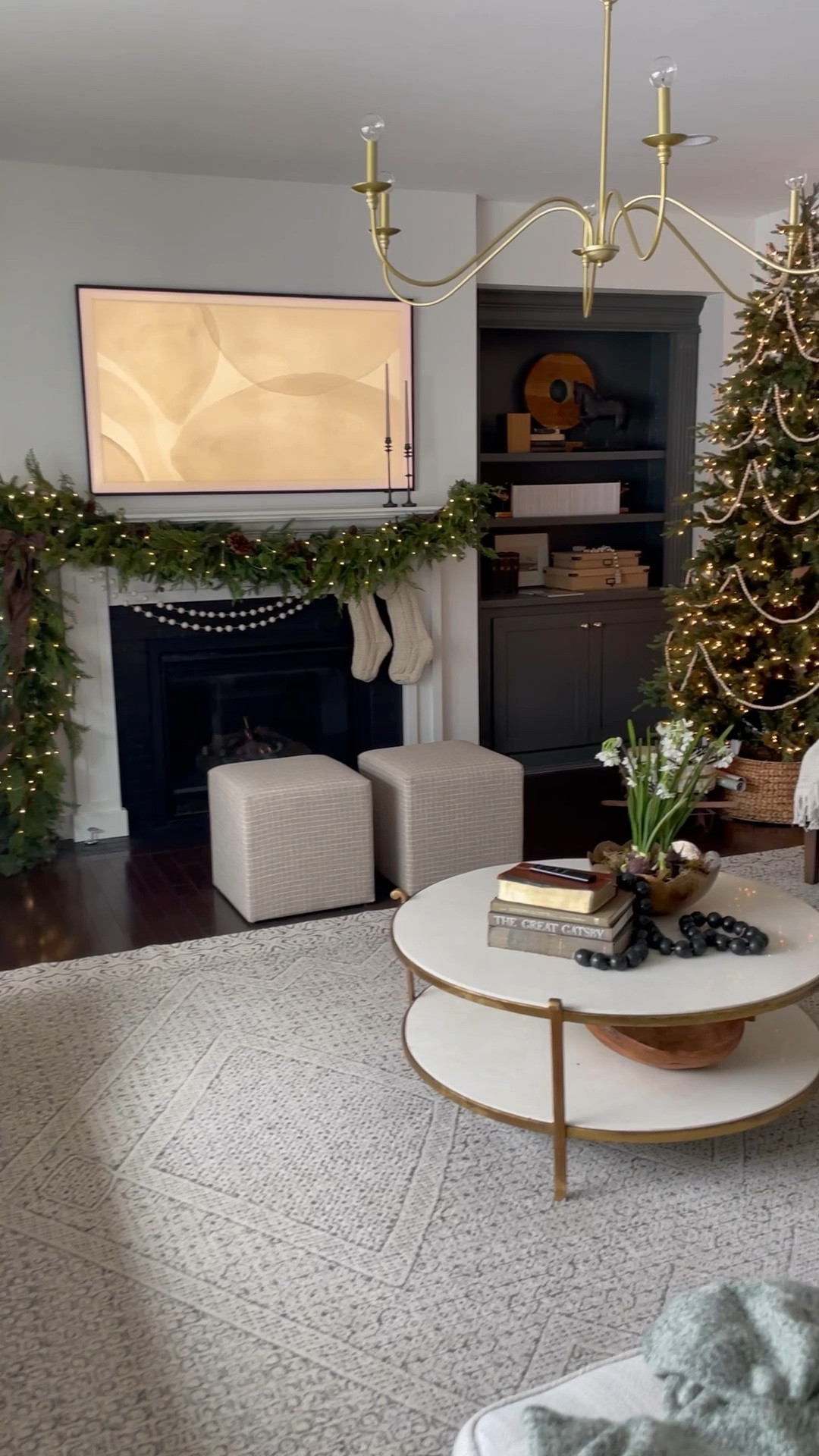 Added some battery operated Christmas lights to our mantle and love the sparkle it adds.  #christmas #christmaslights #christmastree #christmasmantel