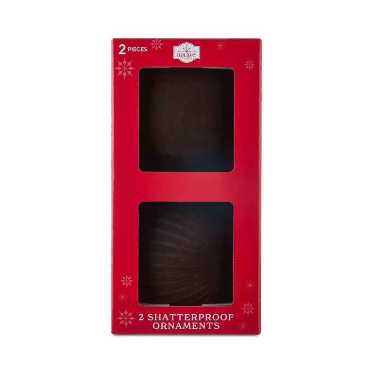 2 Count Dark Brown Velvet-Feel Jumbo Shatterproof Christmas Ornaments, 5.9", by Holiday Time - Wa... | Walmart (US)