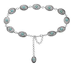 Tarpop Western Concho Chain Belt for Women Silver Oval Chain Belt Adjustable Metal Belt with Buck... | Amazon (US)