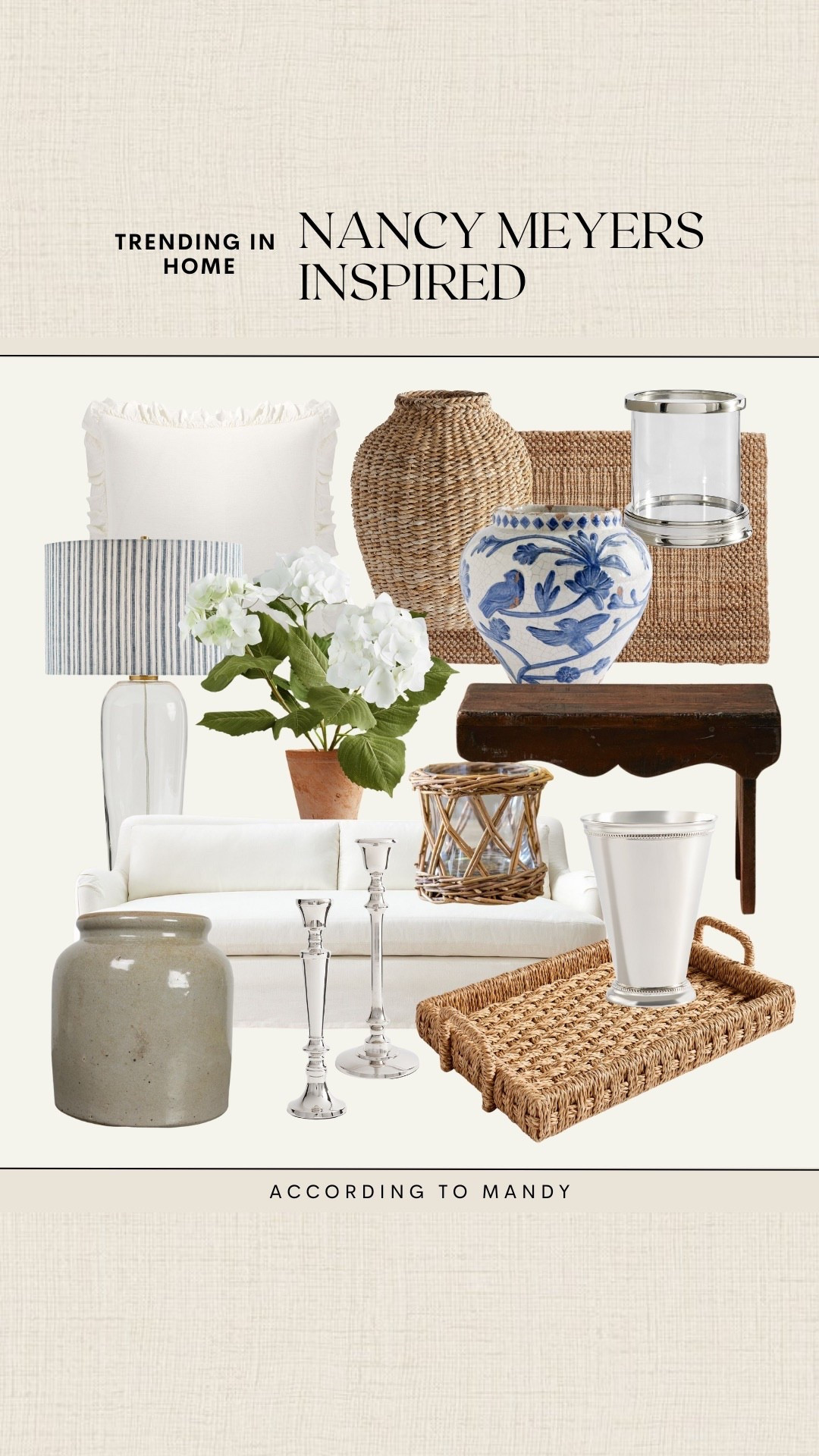 Trending in Home - Nancy Meyers Inspired! 

nancy meyers decor, nancy meyers inspo, home finds, cottage home, coastal home, linen home finds, jute home finds, antique inspired 

#LTKStyleTip #LTKSeasonal #LTKHome