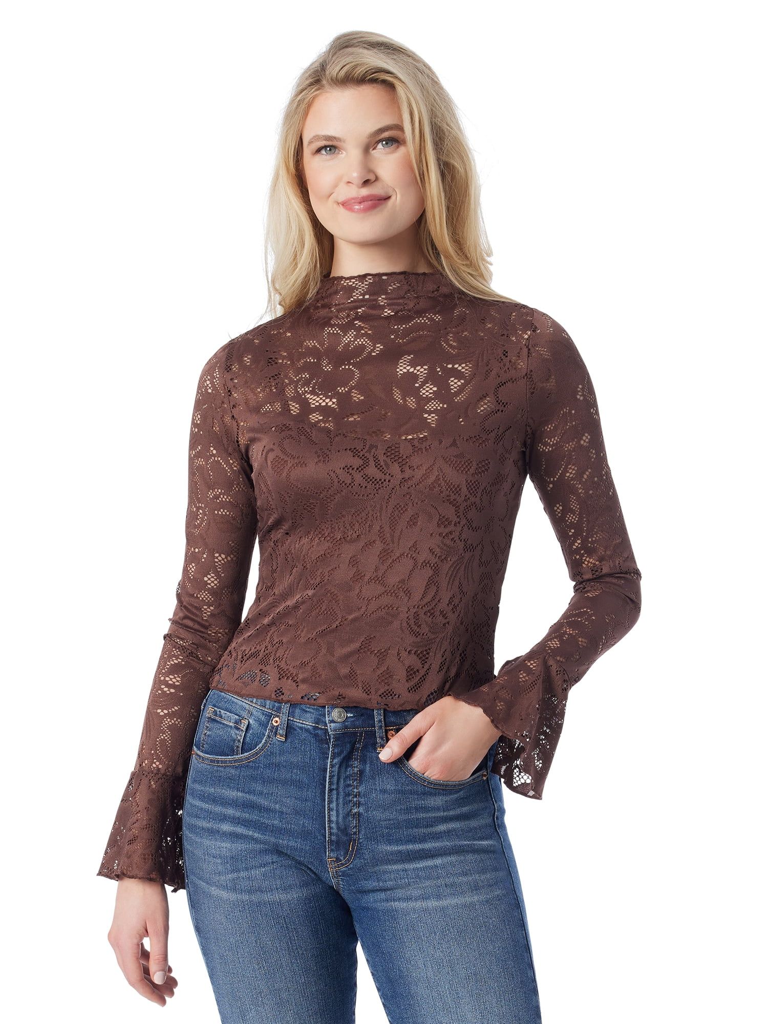 Jessica Simpson Women's and Women's Plus Lace Knit Top | Walmart (US)