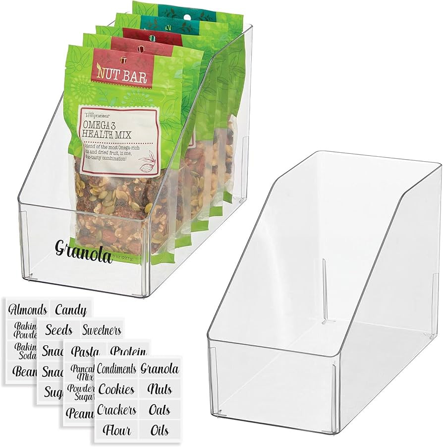 mDesign Plastic Open Front Food Storage Bin for Kitchen Cabinet, Pantry, Shelf, Fridge/Freezer - Org | Amazon (US)